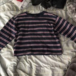 Striped long sleeve crop top